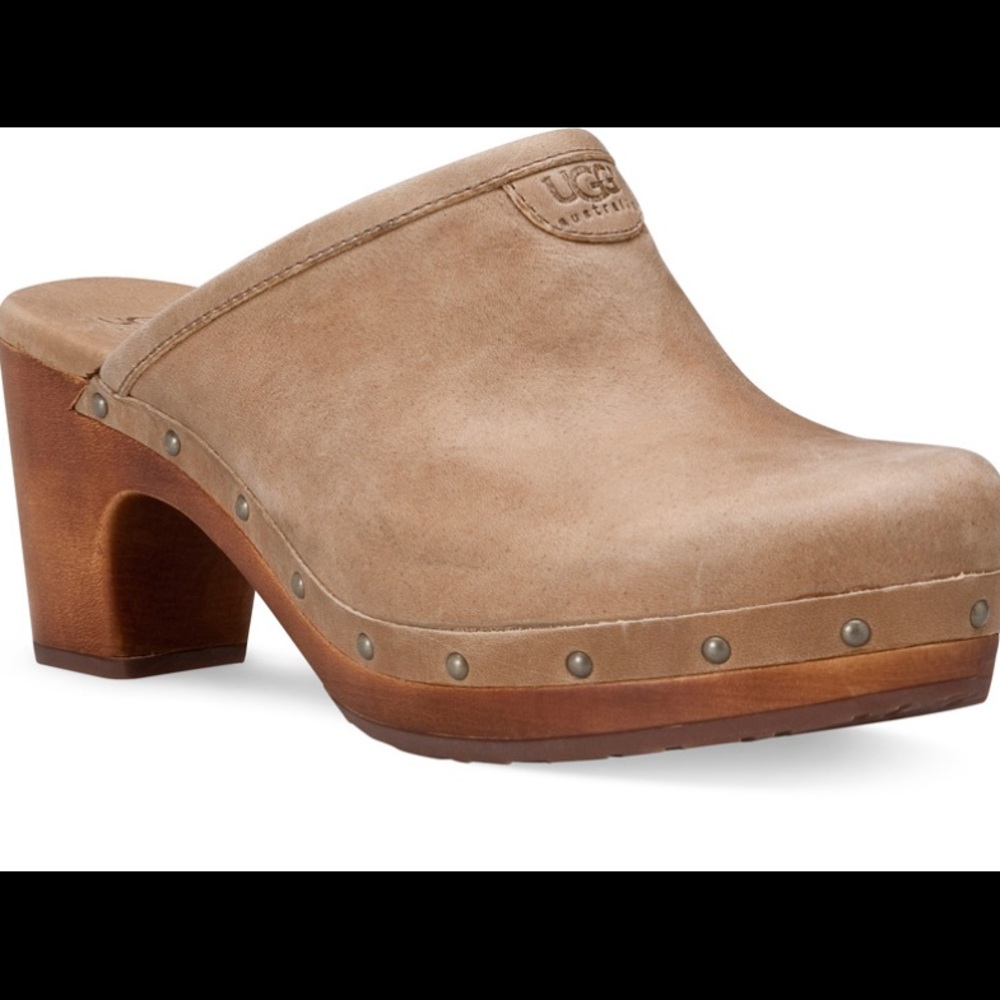 The UGG Abbie Clog features a vintage leather